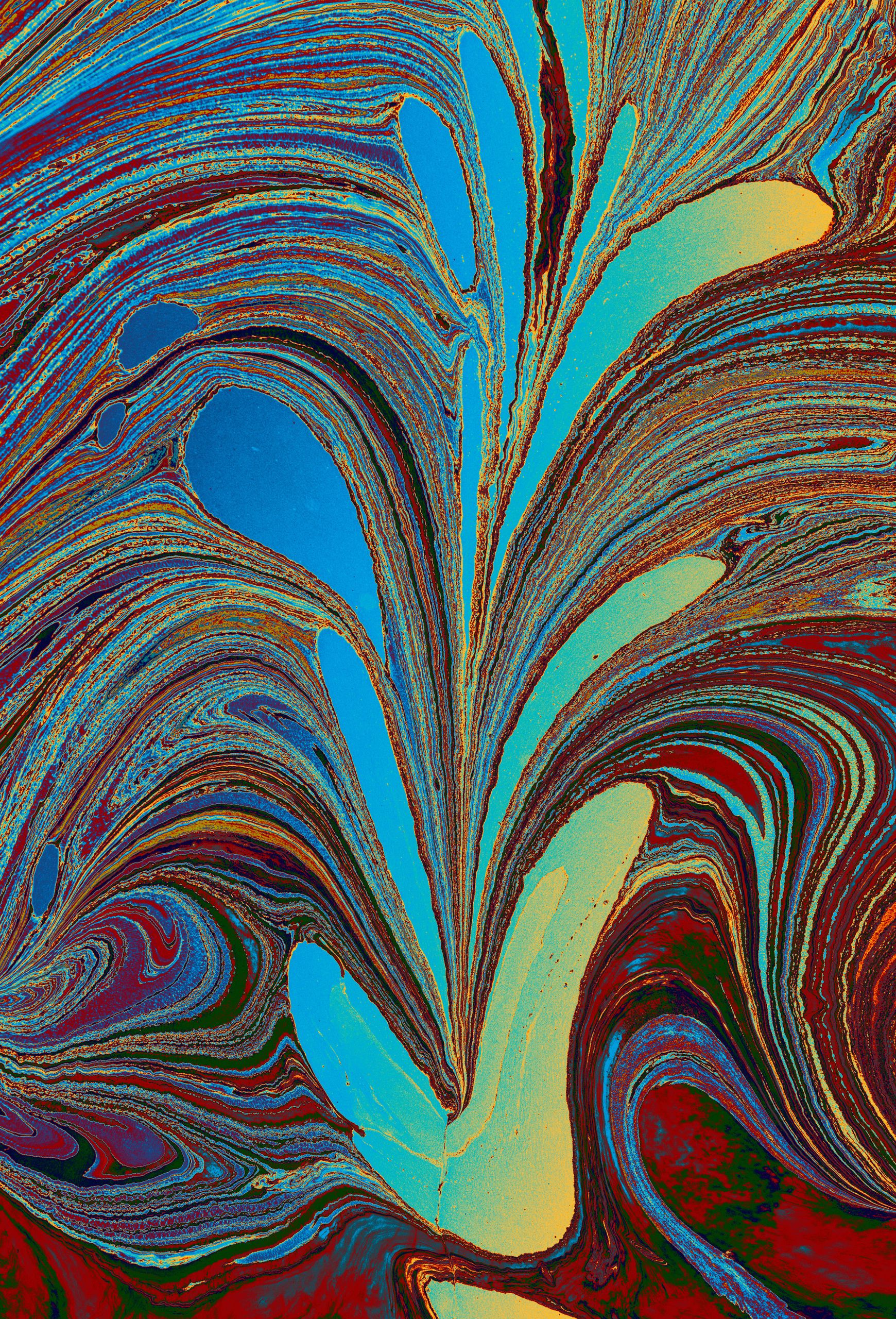 Vibrant abstract acrylic painting with swirling colors and dynamic texture.